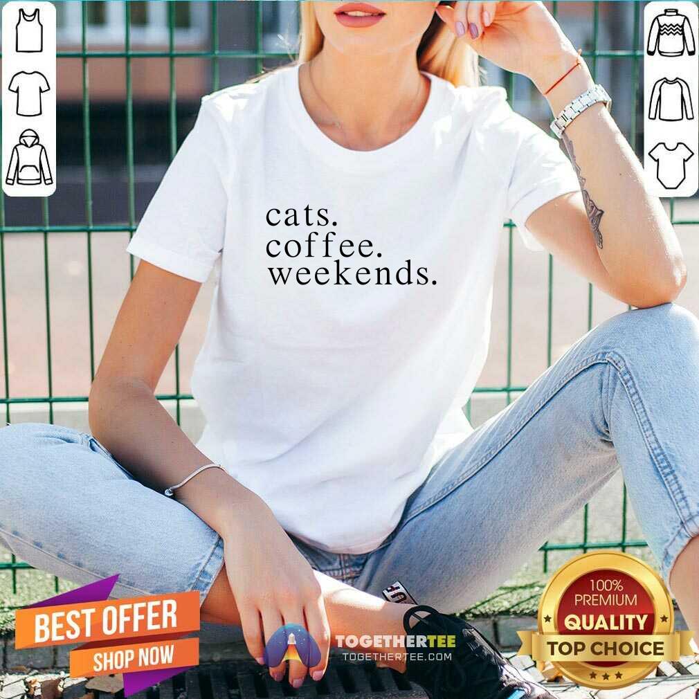 Awesome Cats Coffee Weekends V-neck Awesome Cats Coffee Weekends V-neck