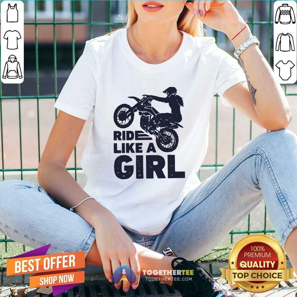Motocross Ride Like A Girl V-neck Motocross Ride Like A Girl V-neck - Design By Togethertees.com