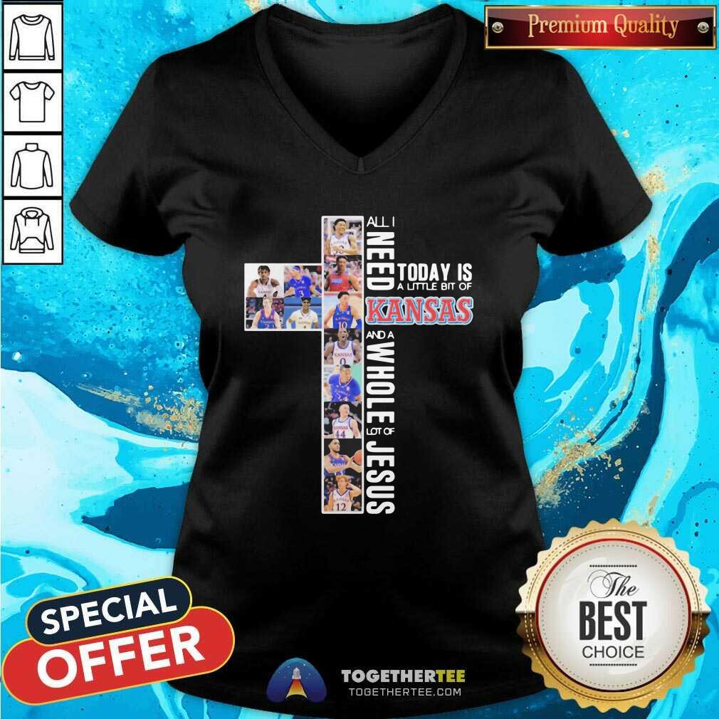 All I Need Today Is A Little Bit Of Kansas And A Whole Lot Of Jesus V-neck All I Need Today Is A Little Bit Of Kansas And A Whole Lot Of Jesus V-neck - Design By Togethertees.com