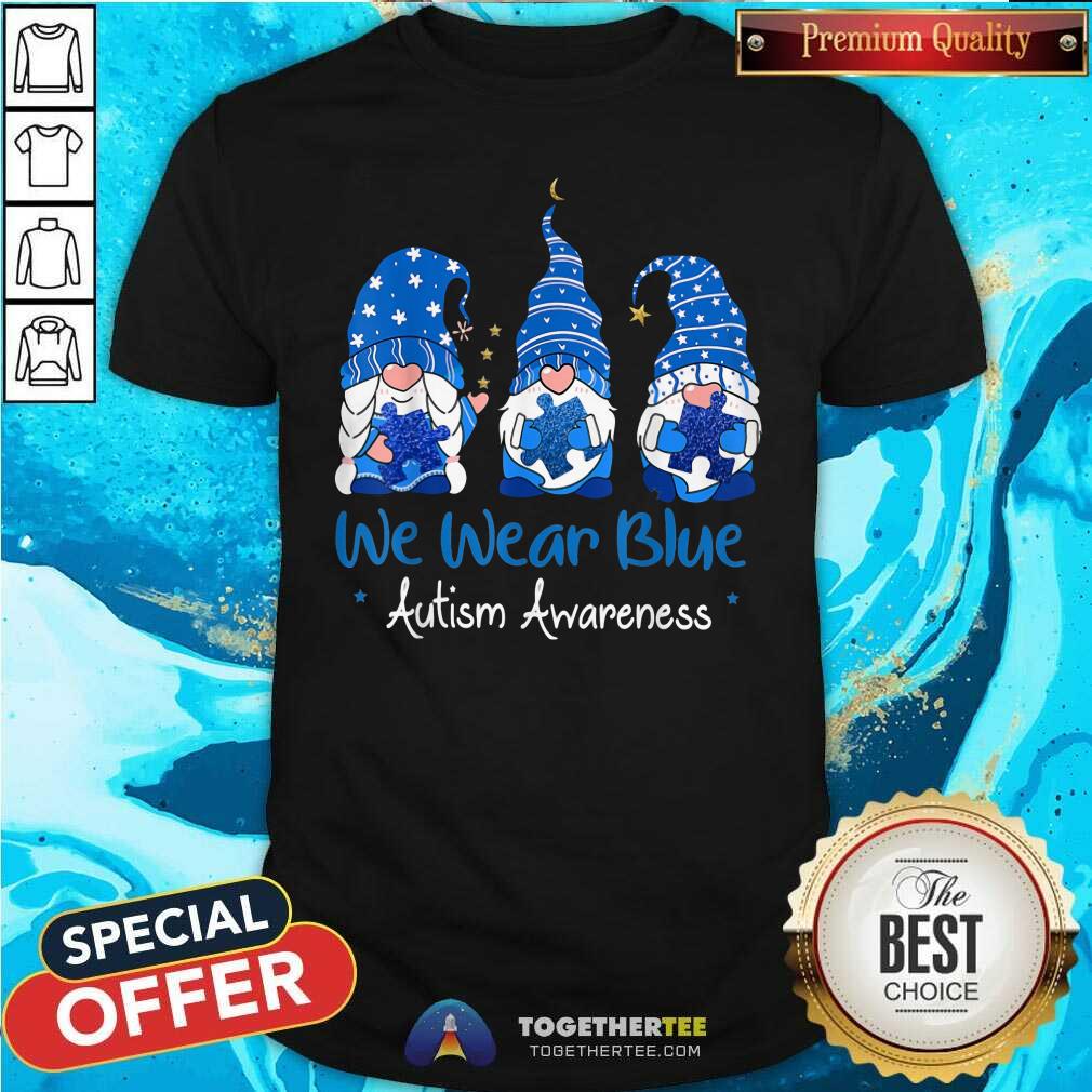 Funny Three Gnomes Holding Blue Puzzle Autism Aware Shirt Funny Three Gnomes Holding Blue Puzzle Autism Aware Shirt