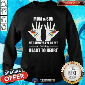 Autism Mom And Son Not Always Eye To Eye But Always Heart To Heart Tank Top - Design By Togethertees.com
