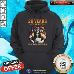 Hot 28 Years 1993 2021 Of The Mighty Morphin Power Rangers Hoodie