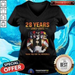 Hot 28 Years 1993 2021 Of The Mighty Morphin Power Rangers V-neck