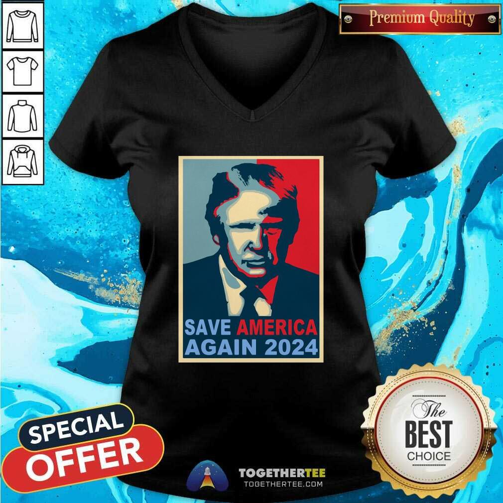 Donald Trump Save America Again 2024 V-neck Donald Trump Save America Again 2024 V-neck - Design By Togethertees.com