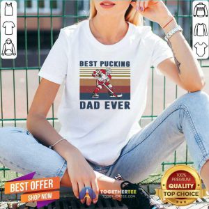 Hot Hockey Best Pucking Dad Ever 2021 Vintage V-neck