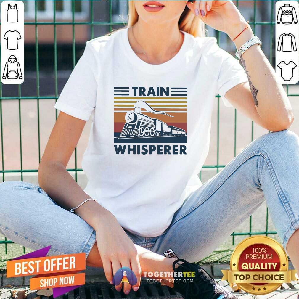 Train Whisperer 2021 Vintage V-neck - Design By Togethertees.com Train Whisperer 2021 Vintage V-neck - Design By Togethertees.com