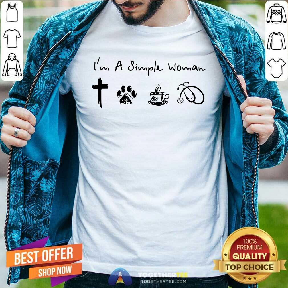 Lovely A Simple Womans Love Jesus Dog Coffee Stethoscope Shirt Lovely A Simple Womans Love Jesus Dog Coffee Stethoscope Shirt