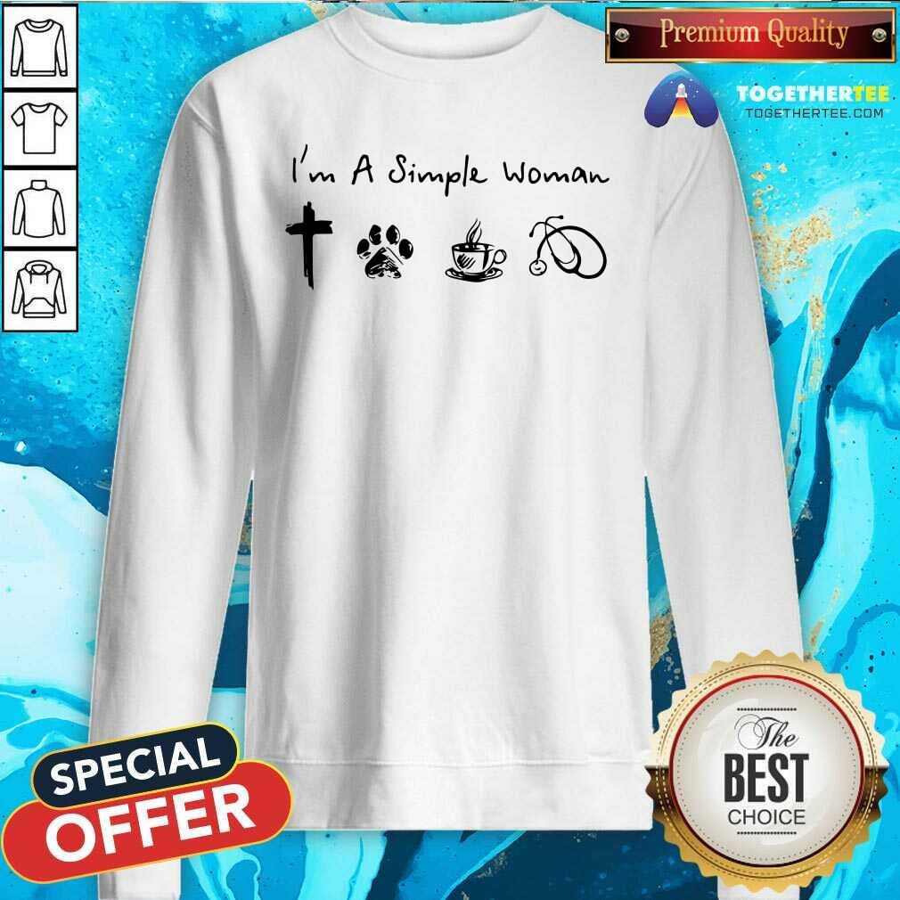 Lovely A Simple Womans Love Jesus Dog Coffee Stethoscope Sweatshirt Lovely A Simple Womans Love Jesus Dog Coffee Stethoscope Sweatshirt