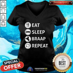 Eat Sleep Braap Repeat V-neck - Design By Togethertees.com
