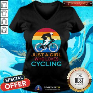 Pretty Just A Girl Who Loves Cycling Vintage V-neck