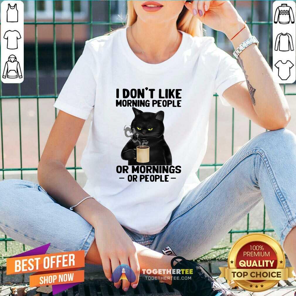 Black Cat I Do Not Like Morning People V-neck Black Cat I Do Not Like Morning People V-neck - Design By Togethertees.com