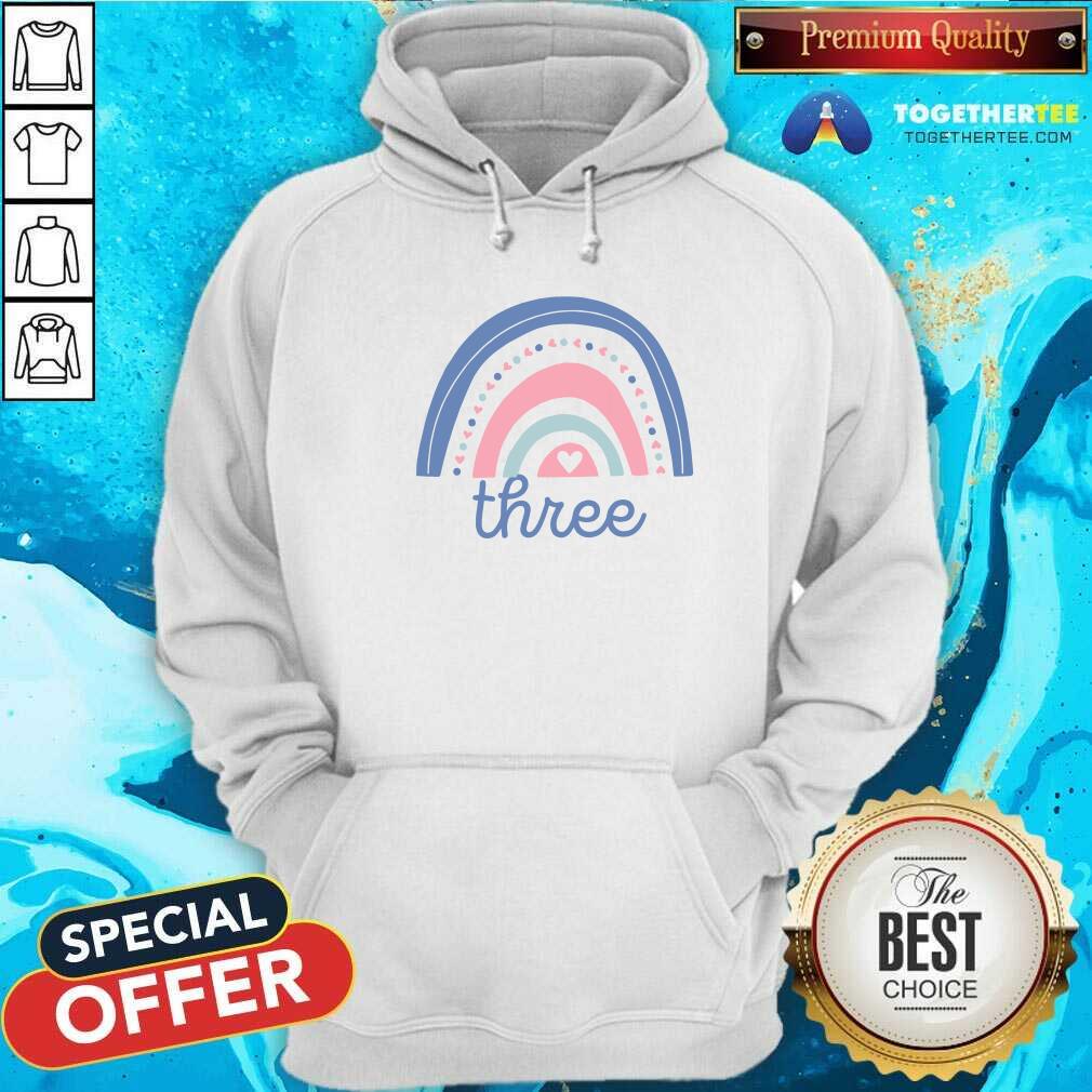 Cute Rainbow Three Birthday Hoodie Cute Rainbow Three Birthday Hoodie