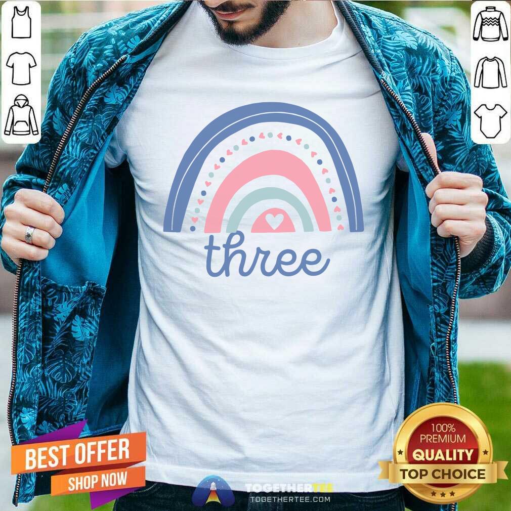 Cute Rainbow Three Birthday Shirt Cute Rainbow Three Birthday Shirt