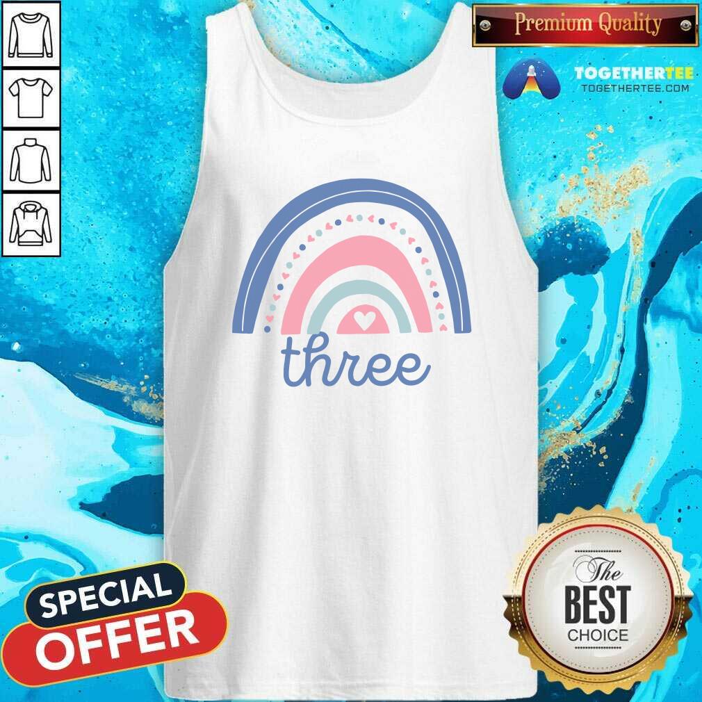 Cute Rainbow Three Birthday Tank Top Cute Rainbow Three Birthday Tank Top