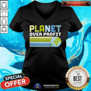 Planet Over Profit Earth Day V-neck