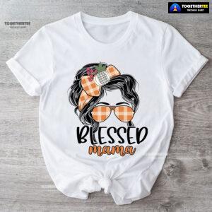 Blessed Mama Messy Bun Girl T-Shirt