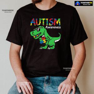 Autism Awareness Dinosaur Puzzle Pieces T-Shirt - Women's Tee