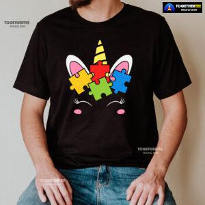 Unicorn Autism Puzzle Pieces T-Shirt - Black Tee