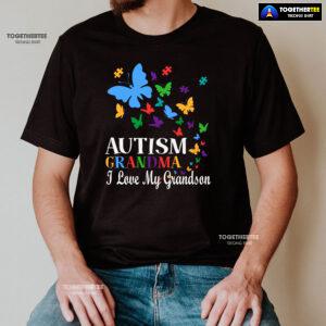 Autism Grandma I Love My Grandson Butterfly T-Shirt