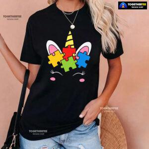 Unicorn Autism Puzzle Pieces T-Shirt - Black Tee