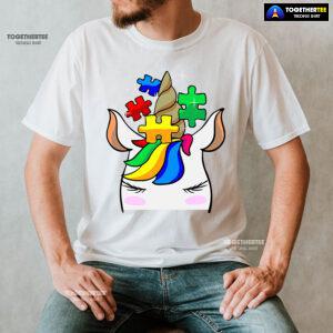 Unicorn Autism Puzzle Pieces T-Shirt - White Tee