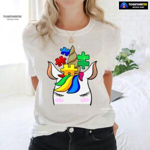 Unicorn Autism Puzzle Pieces T-Shirt - White Tee