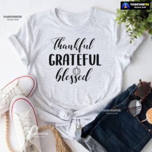 Thankful Grateful Blessed Thanksgiving Vibes T-Shirt