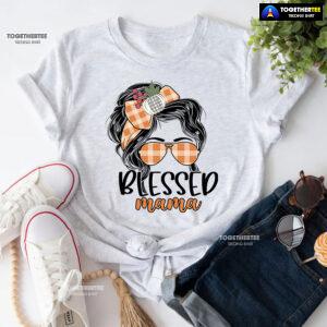 Blessed Mama Messy Bun Girl T-Shirt