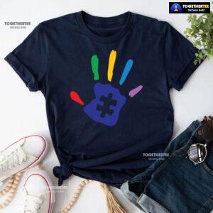 Autism Handprint Puzzle Piece T-Shirt - Kids Tee