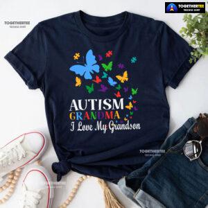 Autism Grandma I Love My Grandson Butterfly T-Shirt