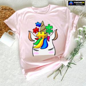 Unicorn Autism Puzzle Pieces T-Shirt - White Tee