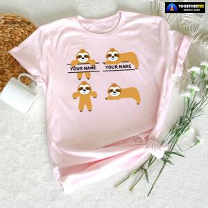 Customized Cute Baby Sloths T-Shirt – Custom Name Tee