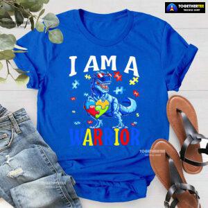 I Am A Warrior Dinosaur Autism Awareness T-Shirt