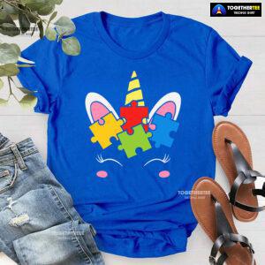 Unicorn Autism Puzzle Pieces T-Shirt - Black Tee