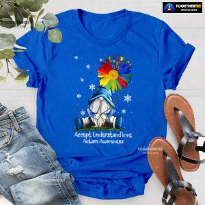Accept Understand Love Autism Awareness Dwarf Flower T-Shirt