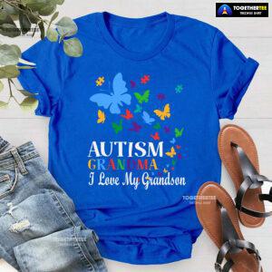 Autism Grandma I Love My Grandson Butterfly T-Shirt