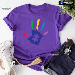 Autism Handprint Puzzle Piece T-Shirt - Kids Tee