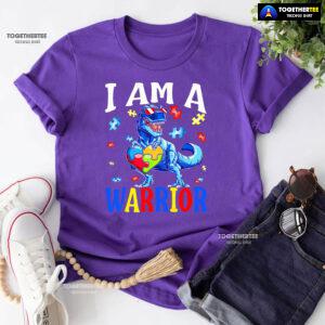 I Am A Warrior Dinosaur Autism Awareness T-Shirt