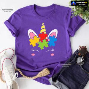 Unicorn Autism Puzzle Pieces T-Shirt - Black Tee