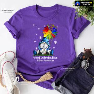 Accept Understand Love Autism Awareness Dwarf Flower T-Shirt