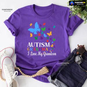 Autism Grandma I Love My Grandson Butterfly T-Shirt