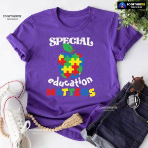 Special Education Matters Apple Teacher Autism Awareness T-Shirt