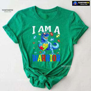 I Am A Warrior Dinosaur Autism Awareness T-Shirt