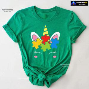 Unicorn Autism Puzzle Pieces T-Shirt - Black Tee