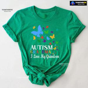 Autism Grandma I Love My Grandson Butterfly T-Shirt