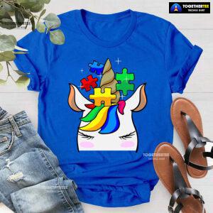 Unicorn Autism Puzzle Pieces T-Shirt - White Tee