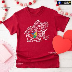 Elephant Typography Autism Awareness T-Shirt - Small Tee