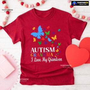 Autism Grandma I Love My Grandson Butterfly T-Shirt