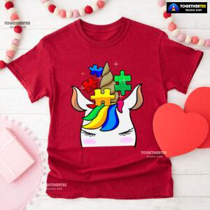 Unicorn Autism Puzzle Pieces T-Shirt - White Tee