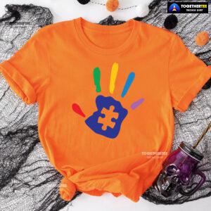 Autism Handprint Puzzle Piece T-Shirt - Kids Tee